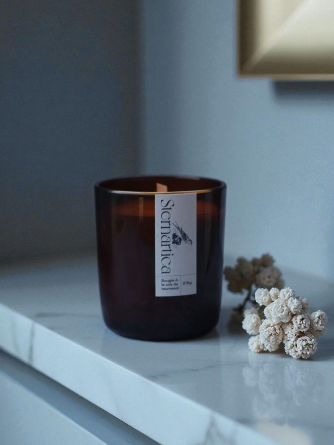 Bougie parfumée végétale, 70 heures de combustion sans suie